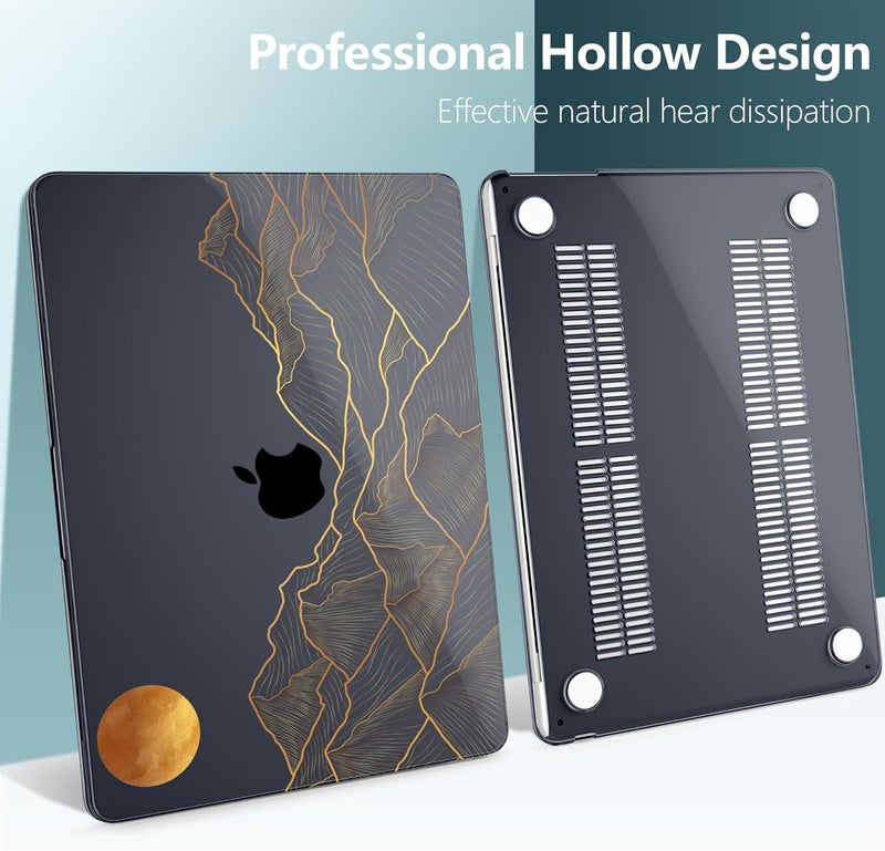 DONGKE for M4 MacBook Air 13.6 Inch Case 2025 2024 2023 2022 Model A3240 A3113 A2681 M3 M2 Chip, Plastic Hard Shell Case Cover with Touch ID for MacBook Air 13 Inch M4 - Abstract Mountain - Image 4